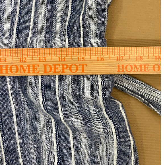 Anthropologie Cloth & Stone Navy Striped Sleeveless Linen Blend Jumpsuit Large - Picture 8 of 11